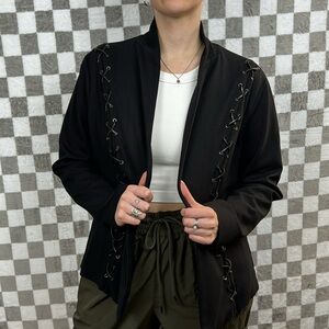 Torrid black blazer leather lacing fitted 14 xl 1